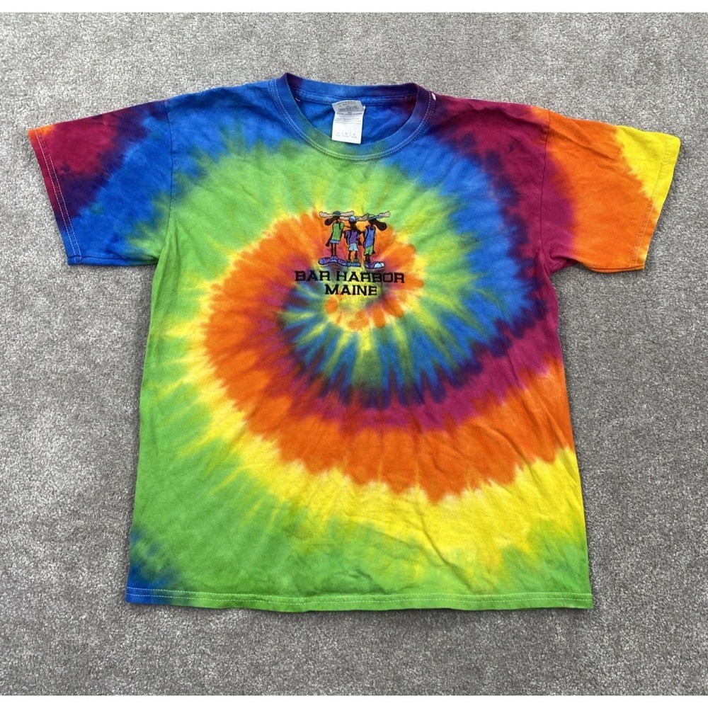 Bar Harbor Maine Youth Embroidered Logo Tie Dye Shirt Size Youth L Multicolor